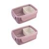 2pk Melii Bento Lunch Box Container W/ Removable Insert Pink Ivory 880ml