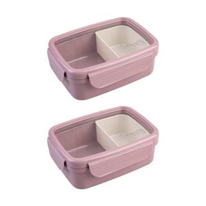 2pk Melii Bento Lunch Box Container W/ Removable Insert Pink Ivory 880ml