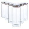 Argon Tableware Glass Storage Jar - Silver Lid - 1.5 Litre - 6x Modern Round Scandi Organisation Container Glass Jar
