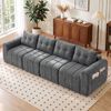 Advwin 300cm 4 Seater Sofa Chenille Modular Sectional Couch No Assembly Grey