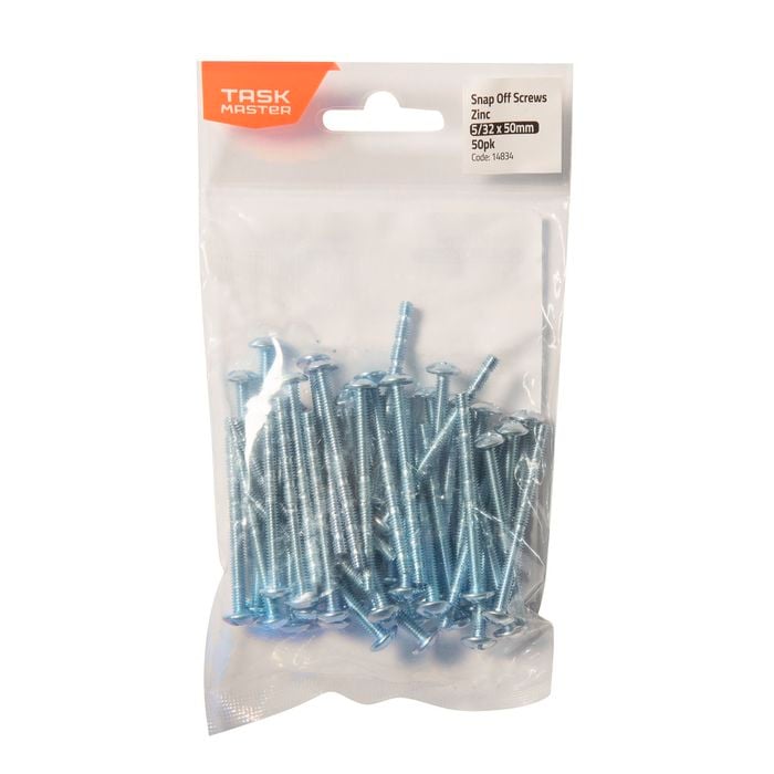 Taskmaster 5/32 x  50mm Zinc Snap Off Screw - 50 Pack - 440x1000mm