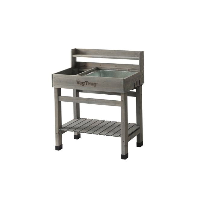 VegTrug 80 x 49 x 100cm Grey Wash Potting Table - Grey