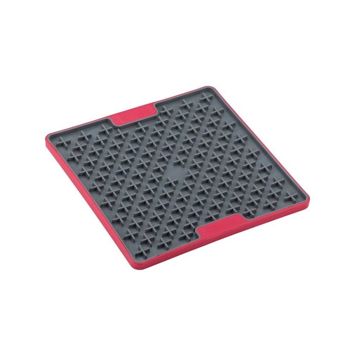 LickiMat Buddy Tuff Slow Food Bowl Anti Anxiety Licking Mat for Dogs - Red