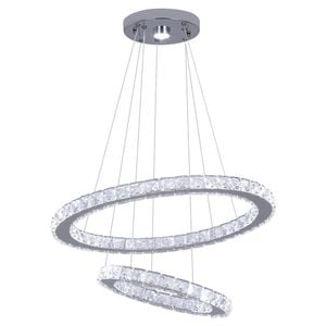 Eli & Co. Lighting Macy 2-Ring Crystal Chandelier – 3CCT Dimmable Chrome Finish