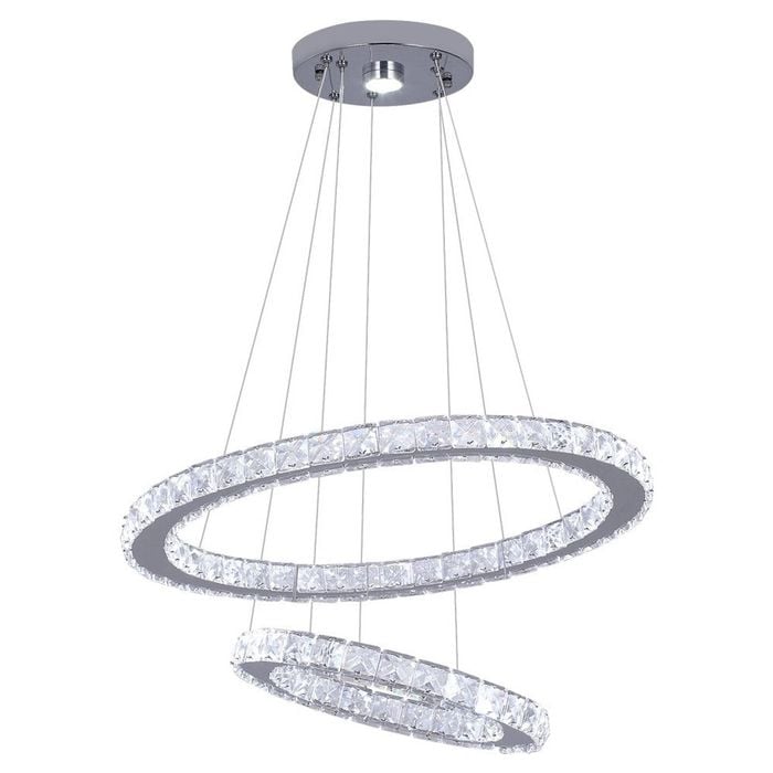 Eli & Co. Lighting Macy 2-Ring Crystal Chandelier – 3CCT Dimmable Chrome Finish