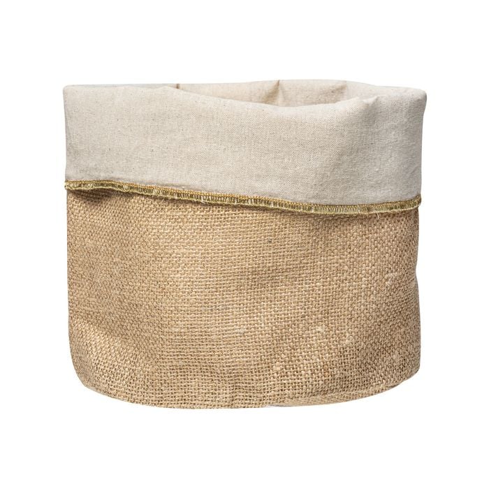Ladelle Starry Gold Lurex Weave Jute Storage Basket Organiser 20.5x18x18cm