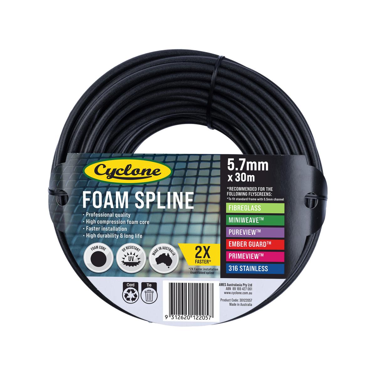 Cyclone 5.7mm x 30m Pro Foam Spline - Bunnings Australia