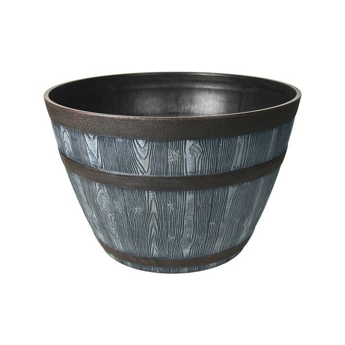 EDEN 40cm Grey And Bronze Whiskey Half Barrel Planter