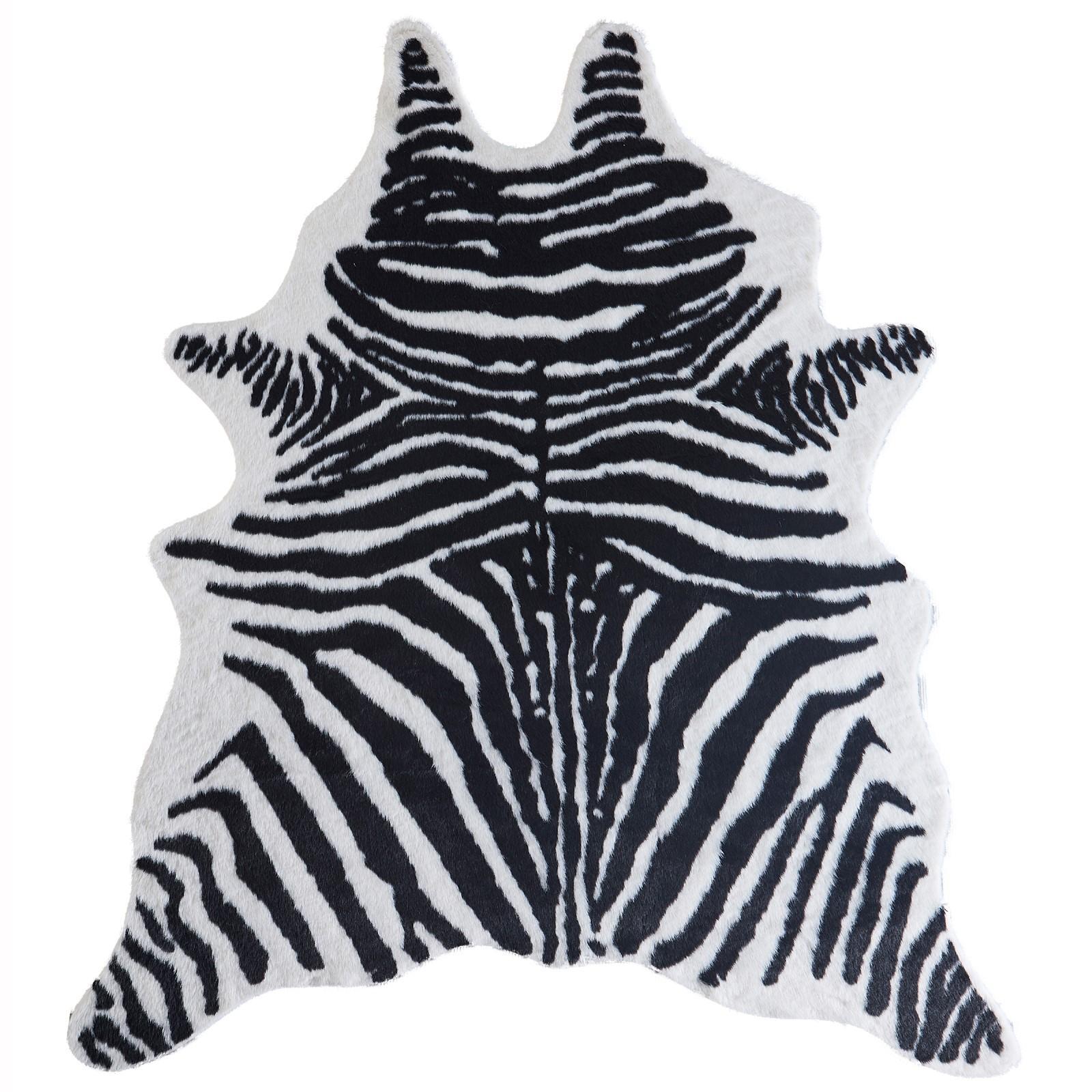 152 x 201cm Black And White Faux Cow Hide Polyester Rug thumbnail 2