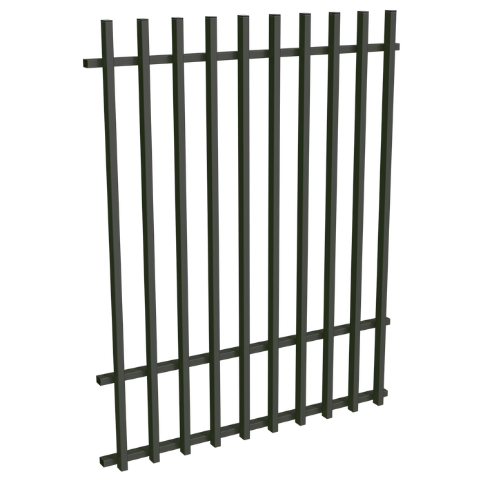 ProtectorAl 0350-1200W x 1500H Woodland Grey Aluminium Batten Pool Fence Panel with Mid Rail