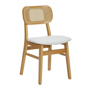Maxhomm Set Of 2 Rattan Dining Chairs, French Cane Back Bentwood Chair With Pu Leather Padded Seat