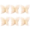 Catzon 6Pcs Glittery Butterfly Ornament with Handles for Christmas-White