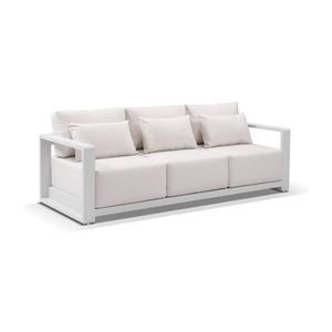 Whitehaven 3 Seater Outdoor Aluminium Lounge White & Sunbrella Canvas Cushions