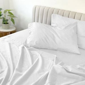 Odyssey Living Bamboo Blend Bed Sheet Set W/pillowcase King White