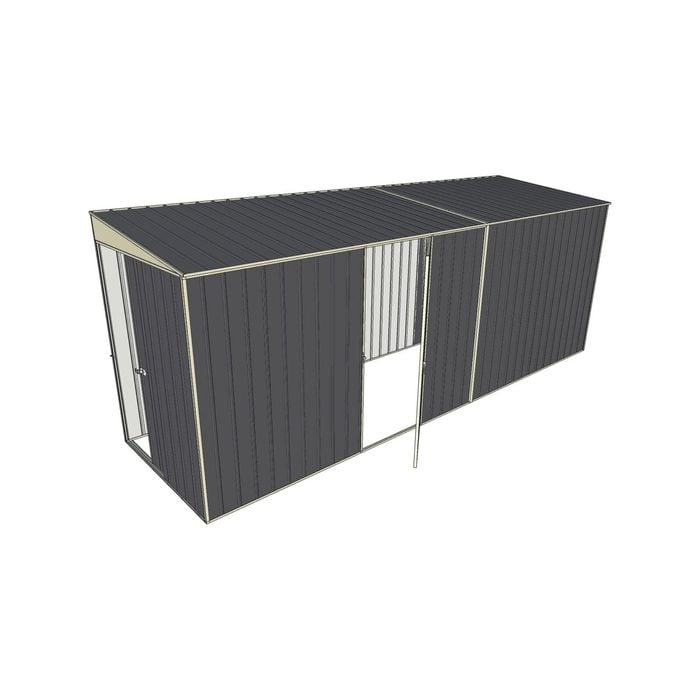 Build-a-Shed 1.5 x 5.2 x 2m Sliding Door Tunnel Shed with Hinged Side Door - Grey