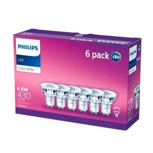 Philips LED Cool White Classic 4.6w GU10 Globe - 6 Pack