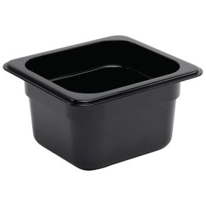 Vogue Gastronorm Food Pan Polycarbonate Black Gn 1/6 100mm Commercial Kitchen Storage