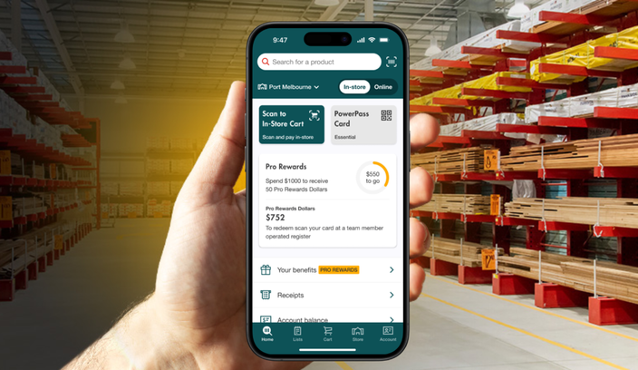 PowerPass Pro Rewards App Dashboard on a phone