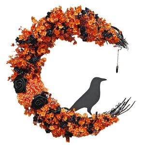 Lifebay Halloween Moon & Crow Wreath Wall Decor