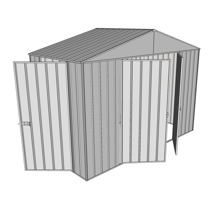 Build-a-Shed 3.0 x 1.5 x 2.3m Triple Hinge Door Narrow Shed - Zinc