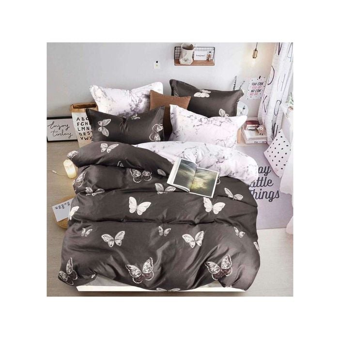 3D Black Butterfly 144 Bed Pillowcases Quilt King Single Size