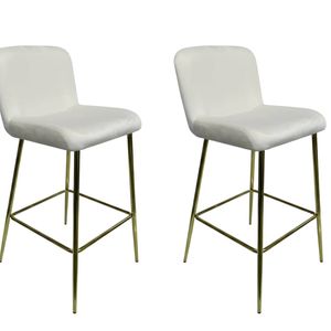 Velvet Bar Stool White - Set of 2