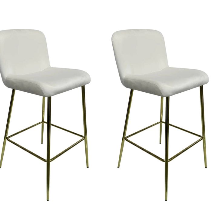 Velvet Bar Stool White - Set of 2