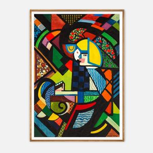 Galrie Vibrant Abstract Geometric Art Print by Eytan Saban – Colorful Wall Decor, Wood Frame, A3 30 x 42cm (12 x 16inch)