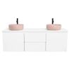 CIBO 1500mm White Nordic Wall Hung Double Bathroom Vanity with Pale Pink Countertop Basins - White
