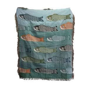 Anycozy Throw Blanket 160×220cm Minimalist Koi Fish Pattern Sofa Towel Outdoor Camping Mat (Single/Double Size)