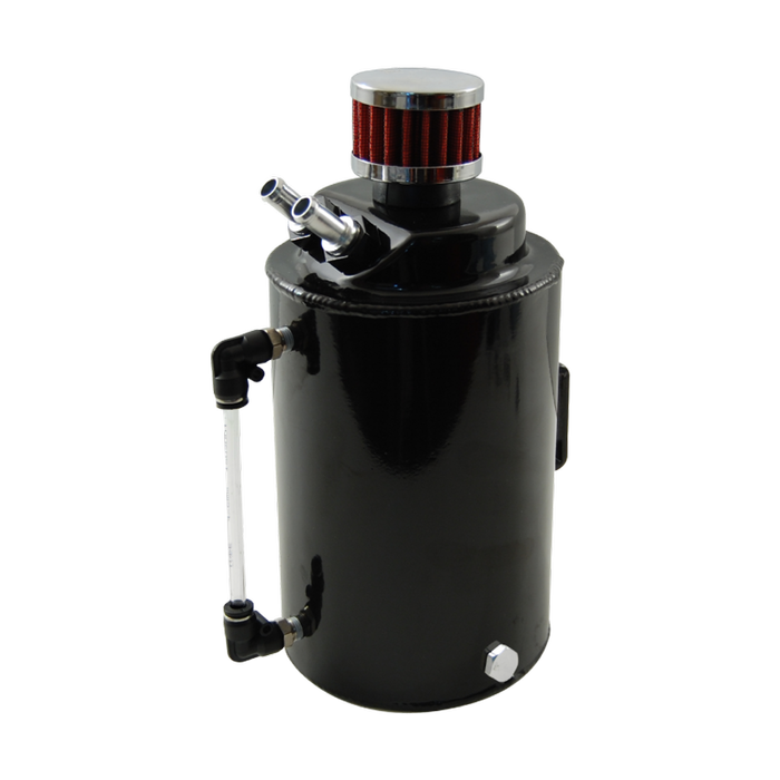 Cal Custom 2 Litre Round Black Aluminium Oil Catch Tank