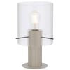 Telbix Mika Modern Table Desk Lamp Light Metal Glass Grey Clear Satin