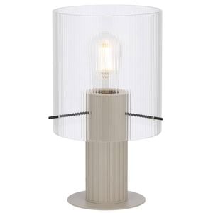 Telbix Mika Modern Table Desk Lamp Light Metal Glass Grey Clear Satin