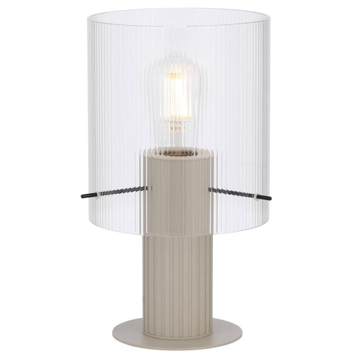 Telbix Mika Modern Table Desk Lamp Light Metal Glass Grey Clear Satin