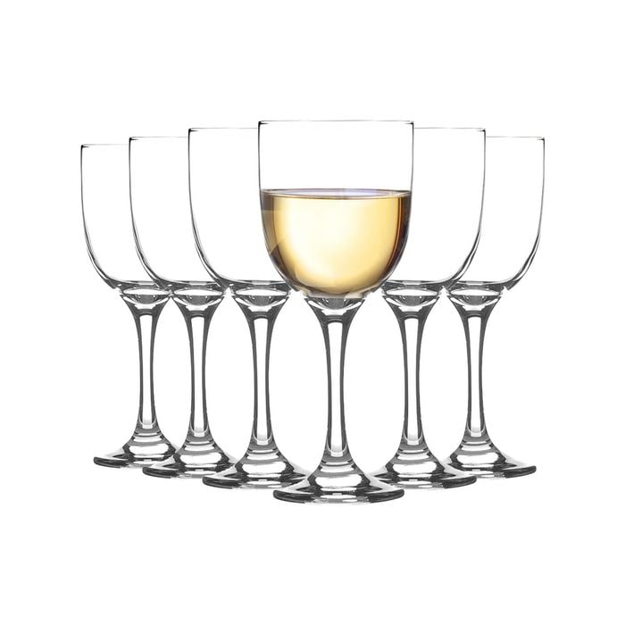LAV 12 Piece Tokyo White Wine Glasses Set - Vintage Glass Stemware Goblets - 290ml
