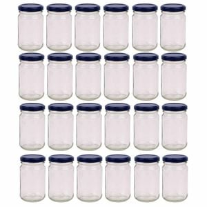 24x 375ml Flint Glass Jars + Twist Lids - Round Food Storage Preserving Jar