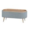 La Bella Dusty Blue Coffee Table Storage Ottoman - Corduroy Blanket Box Bench ESME