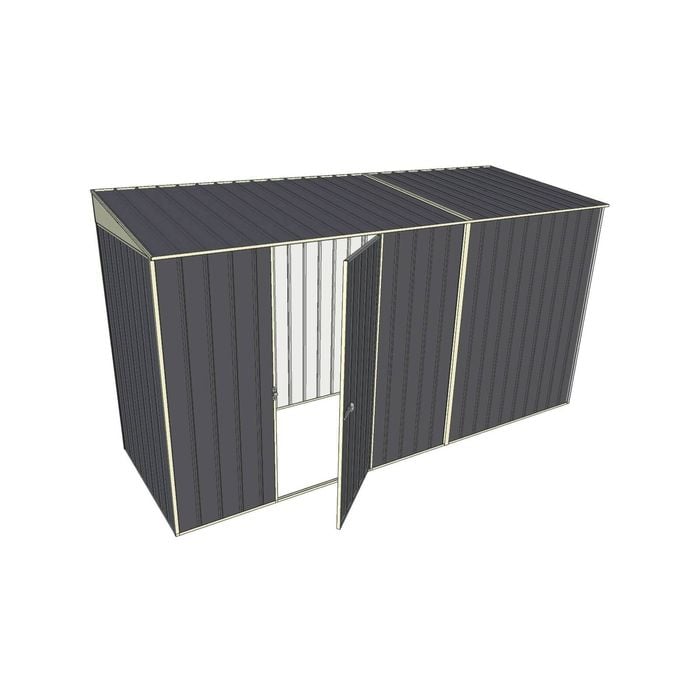 Build-A-Shed 1.2 x 3.7 x 2.0m Skillion Single Hinged Side Door Shed - Grey