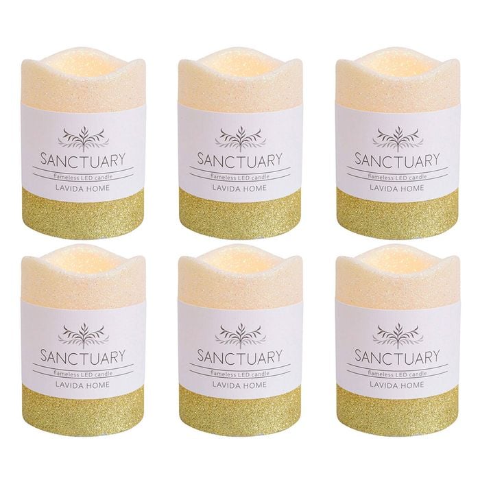 6PK LVD Flameless Candle Small Gold Ombre Decorative Home/Lounge Decor