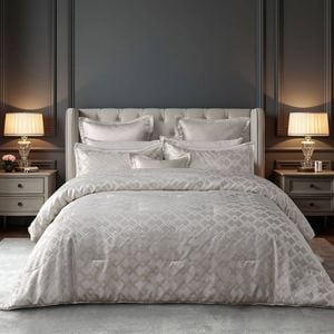 Bianca Firenze Pearl 6 Pcs Jacquard Geometric Comforter Set Queen/King