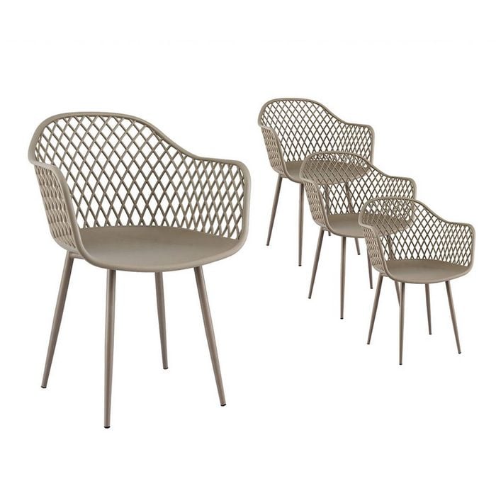 Gardeon 4PC Dining Chairs PP Lounge Chair Patio Furniture Garden Coffee