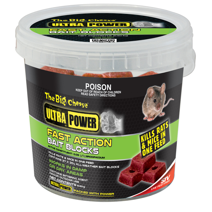 The Big Cheese 540g Ultra Power Fast Action Bait Block Rodenticide