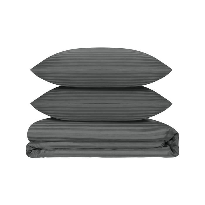LINENOVA 1800TC Striped Comfort Quilt Cover Set - Double,Black