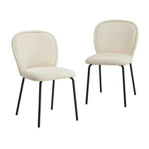 Oikiture Set of 2 Dining Chairs Kitchen Accent Chairs Chenille Pad Metal Legs