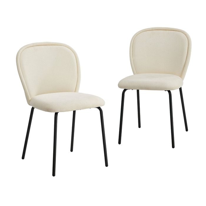 Oikiture Set of 2 Dining Chairs Kitchen Accent Chairs Chenille Pad Metal Legs