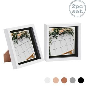 Nicola Spring 2 Piece 8 X 8 3d Shadow Box Photo Frame Set - Craft Display Picture Frame With 6 X 6 Mount - White