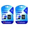 2PK Verbatim Micro SDHC 32GB Memory Card Class 10 Media Storage w/SD Adaptor