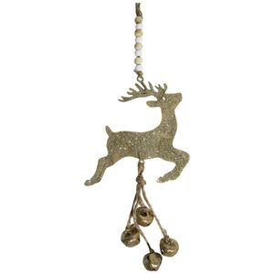 LVD Metal Reindeer w/ Bell Hanger Christmas Hanging Decor 31x10.5cm Gold