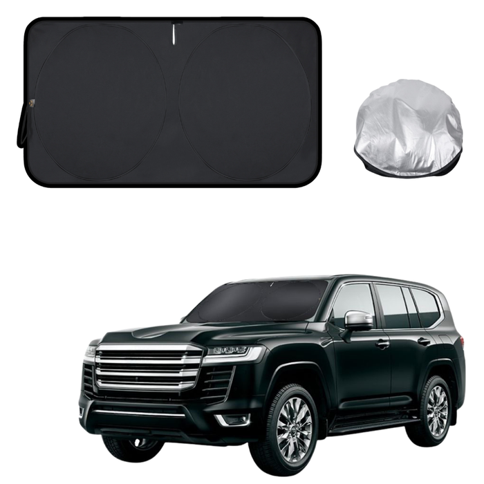 Front Windscreen Sun Shade for Toyota LandCruiser 300 2021 - Current - XL 160 x 100 cm - Black