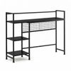Ufurniture 4-Tier Desk Bookshelf with Storage, Freestanding Tabletop Shelf with Wire Grid & 5 Hooks for Office, Black